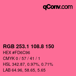 カラーコード: RGB 253.1 108.8 150 | qconv.com