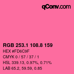 カラーコード: RGB 253.1 108.8 159 | qconv.com