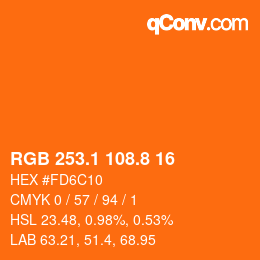 カラーコード: RGB 253.1 108.8 16 | qconv.com