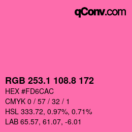カラーコード: RGB 253.1 108.8 172 | qconv.com