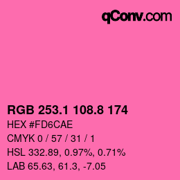 カラーコード: RGB 253.1 108.8 174 | qconv.com
