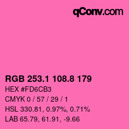カラーコード: RGB 253.1 108.8 179 | qconv.com
