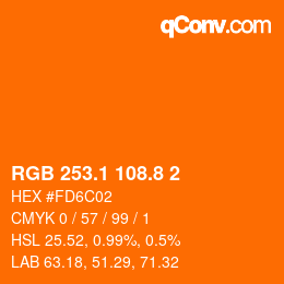カラーコード: RGB 253.1 108.8 2 | qconv.com