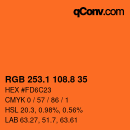 カラーコード: RGB 253.1 108.8 35 | qconv.com