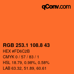 カラーコード: RGB 253.1 108.8 43 | qconv.com