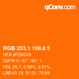 カラーコード: RGB 253.1 108.8 5 | qconv.com