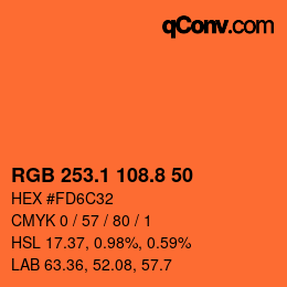 Color code: RGB 253.1 108.8 50 | qconv.com