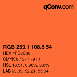 カラーコード: RGB 253.1 108.8 54 | qconv.com
