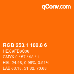カラーコード: RGB 253.1 108.8 6 | qconv.com