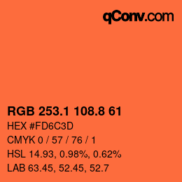 Color code: RGB 253.1 108.8 61 | qconv.com