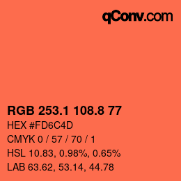 カラーコード: RGB 253.1 108.8 77 | qconv.com