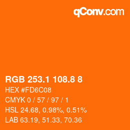 Color code: RGB 253.1 108.8 8 | qconv.com