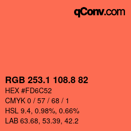 カラーコード: RGB 253.1 108.8 82 | qconv.com
