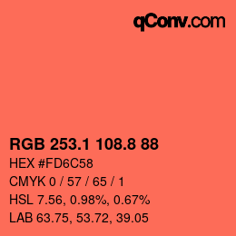 カラーコード: RGB 253.1 108.8 88 | qconv.com