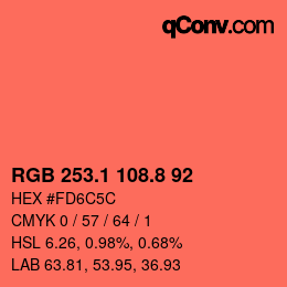 カラーコード: RGB 253.1 108.8 92 | qconv.com