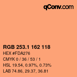 カラーコード: RGB 253.1 162 118 | qconv.com