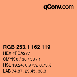 カラーコード: RGB 253.1 162 119 | qconv.com