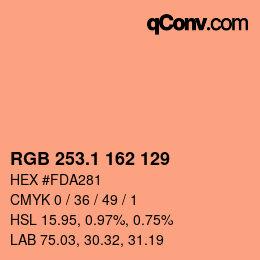 カラーコード: RGB 253.1 162 129 | qconv.com