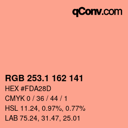 カラーコード: RGB 253.1 162 141 | qconv.com