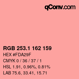カラーコード: RGB 253.1 162 159 | qconv.com