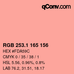 カラーコード: RGB 253.1 165 156 | qconv.com