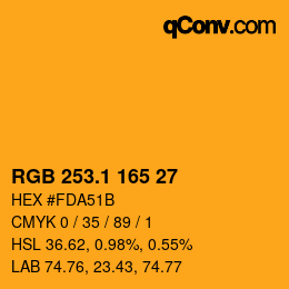 カラーコード: RGB 253.1 165 27 | qconv.com