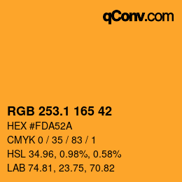 カラーコード: RGB 253.1 165 42 | qconv.com