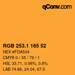 カラーコード: RGB 253.1 165 52 | qconv.com