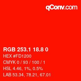 カラーコード: RGB 253.1 18.8 0 | qconv.com