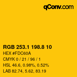 カラーコード: RGB 253.1 198.8 10 | qconv.com