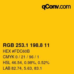 カラーコード: RGB 253.1 198.8 11 | qconv.com
