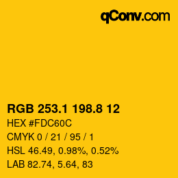 カラーコード: RGB 253.1 198.8 12 | qconv.com
