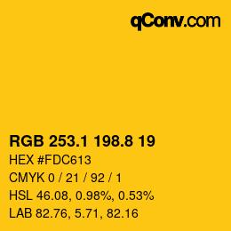カラーコード: RGB 253.1 198.8 19 | qconv.com