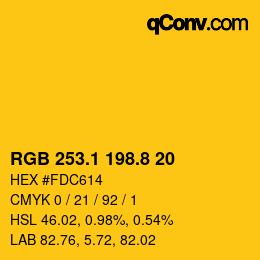 カラーコード: RGB 253.1 198.8 20 | qconv.com