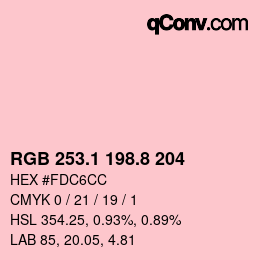 Color code: RGB 253.1 198.8 204 | qconv.com