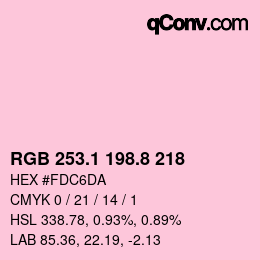 カラーコード: RGB 253.1 198.8 218 | qconv.com