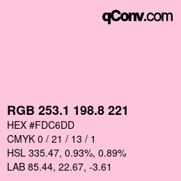 カラーコード: RGB 253.1 198.8 221 | qconv.com