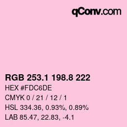 カラーコード: RGB 253.1 198.8 222 | qconv.com