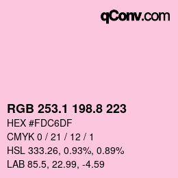 カラーコード: RGB 253.1 198.8 223 | qconv.com