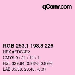 カラーコード: RGB 253.1 198.8 226 | qconv.com