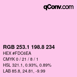 カラーコード: RGB 253.1 198.8 234 | qconv.com
