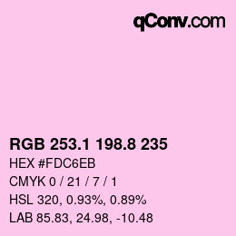 カラーコード: RGB 253.1 198.8 235 | qconv.com