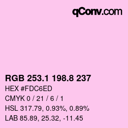カラーコード: RGB 253.1 198.8 237 | qconv.com
