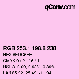 カラーコード: RGB 253.1 198.8 238 | qconv.com