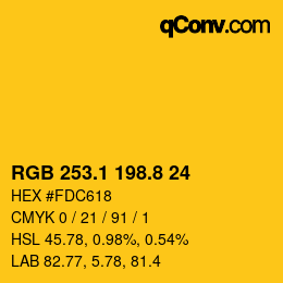 カラーコード: RGB 253.1 198.8 24 | qconv.com