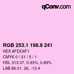 カラーコード: RGB 253.1 198.8 241 | qconv.com