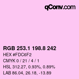 カラーコード: RGB 253.1 198.8 242 | qconv.com