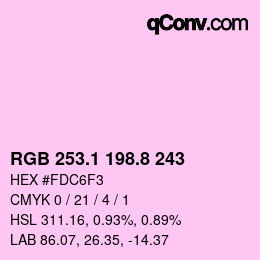 カラーコード: RGB 253.1 198.8 243 | qconv.com