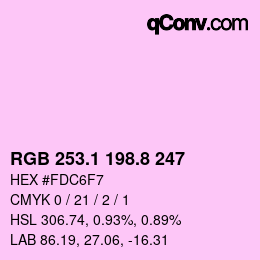 カラーコード: RGB 253.1 198.8 247 | qconv.com