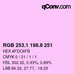 カラーコード: RGB 253.1 198.8 251 | qconv.com